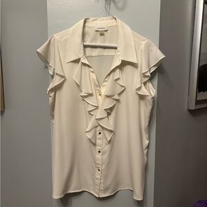 Calvin Klein Ivory Ruffle Blouse